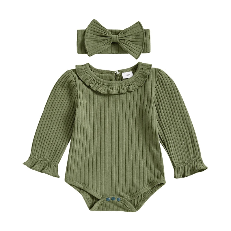 CORA Ribbed Collar Long-Sleeve Onesie