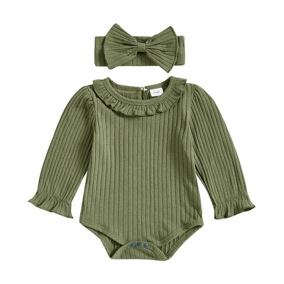 CORA Ribbed Collar Long-Sleeve Onesie
