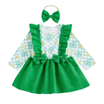 CLOVER Corduroy Bowtie Romper Dress