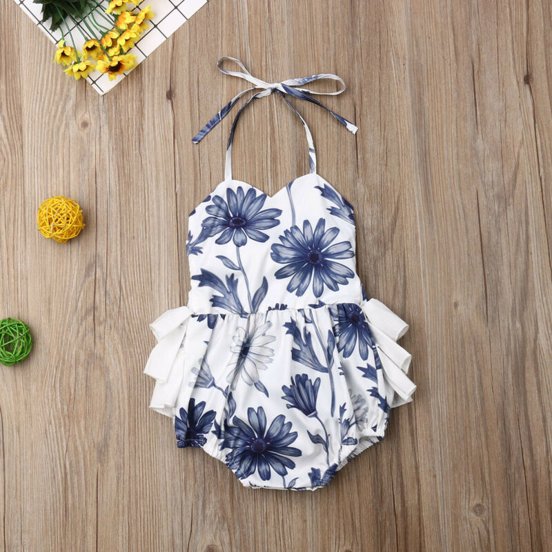 Baby Girls Blue Bow Floral Romper – Rapife SS26 In Stock Now main image 1