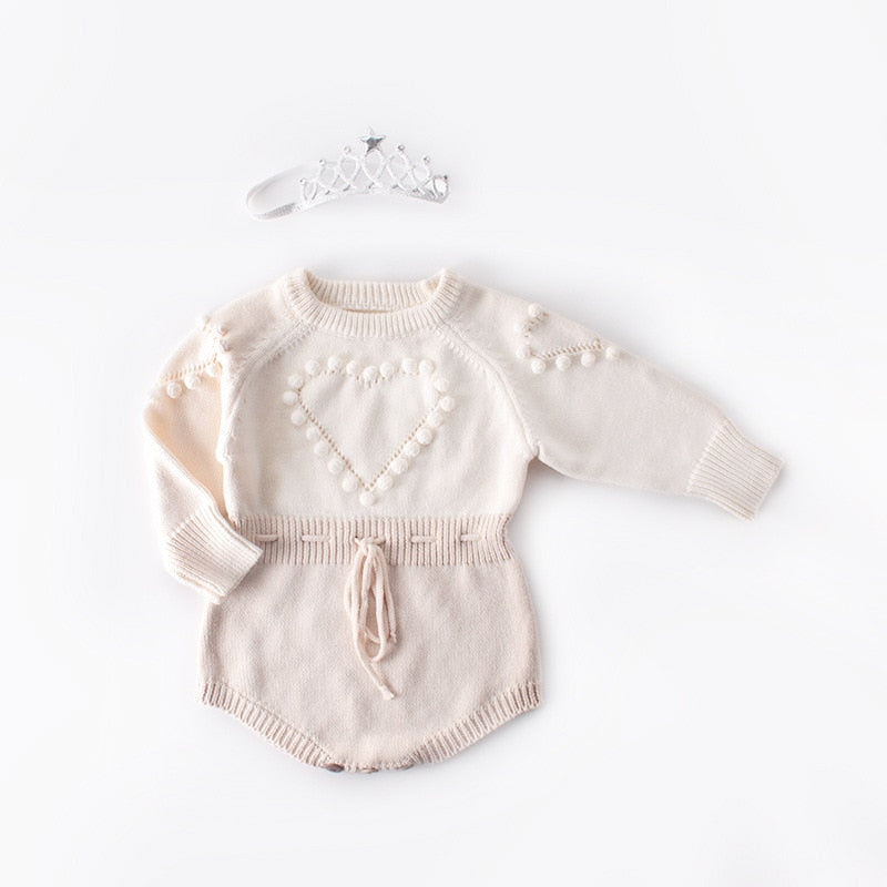 HEART Knitted Romper - Hazel & Bo
