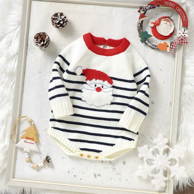 SANTA Striped Knitted Romper