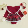 ZINNIA Plaid Romper Dress with Headband