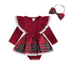 ZINNIA Plaid Romper Dress with Headband