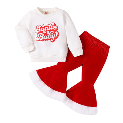 SANTA BABY Velvet Bellbottoms Outfit