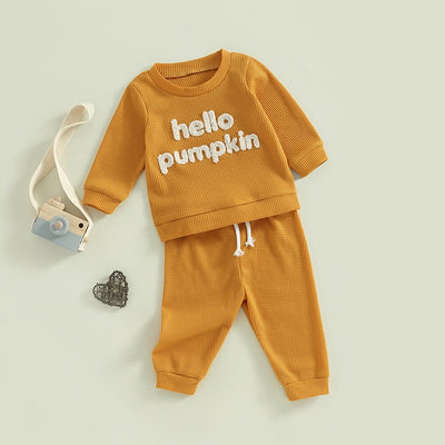 HELLO PUMPKIN Waffle Knit Outfit