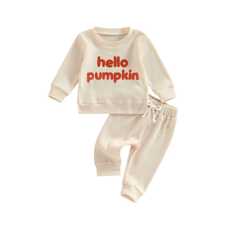 HELLO PUMPKIN Waffle Knit Outfit