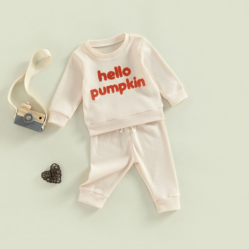 HELLO PUMPKIN Waffle Knit Outfit