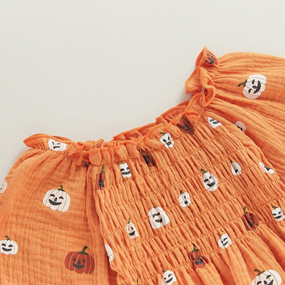 LITTLE PUMPKIN Balloon Sleeve Romper with Headband