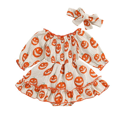PUMPKIN Smocked Ruffle Dress