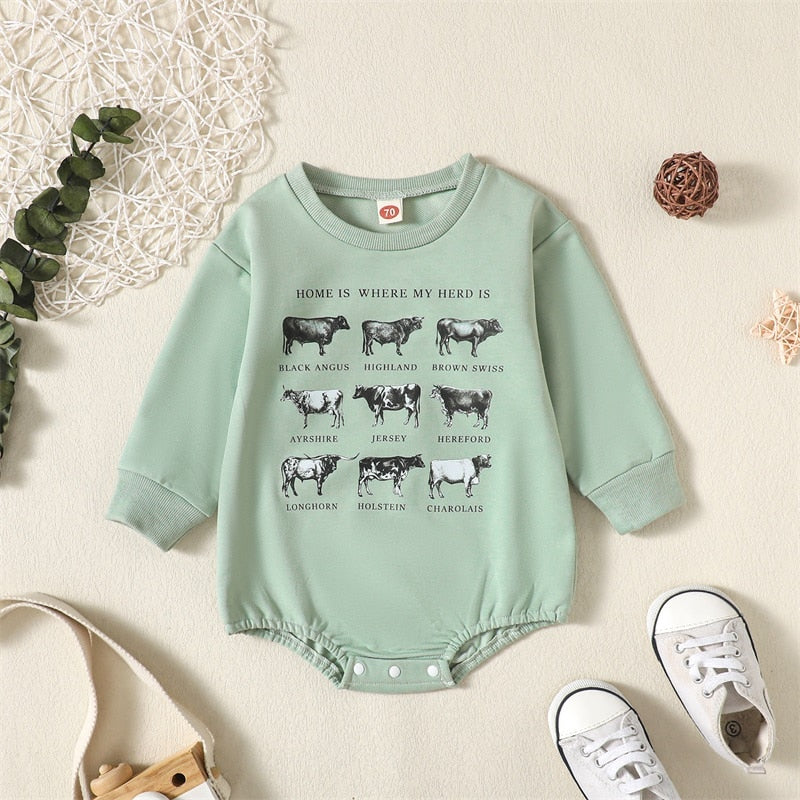HOME IS WHERE THE HERD IS Long-Sleeve Onesie