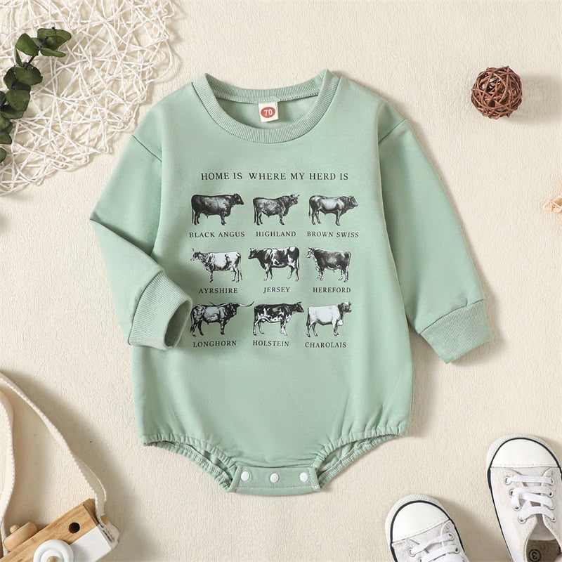 HOME IS WHERE THE HERD IS Long-Sleeve Onesie