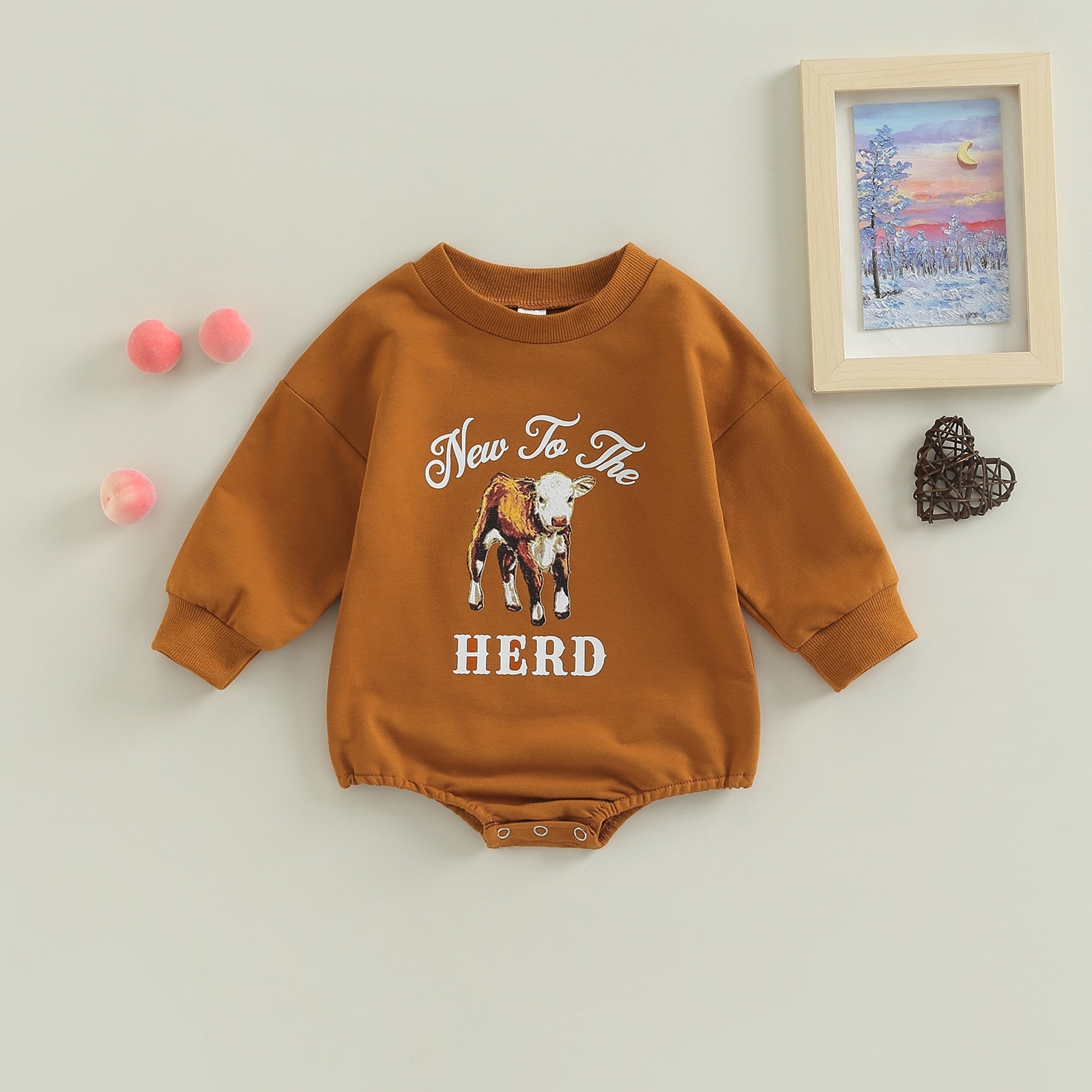 Western Baby Girl Boy Clothes Sweatshirt Romper Cow Printed Bodysuit Long  Sleeve Onesie Newborn Fall Winter Outfits (Country Baby Cowgirl, 0-3 Months)