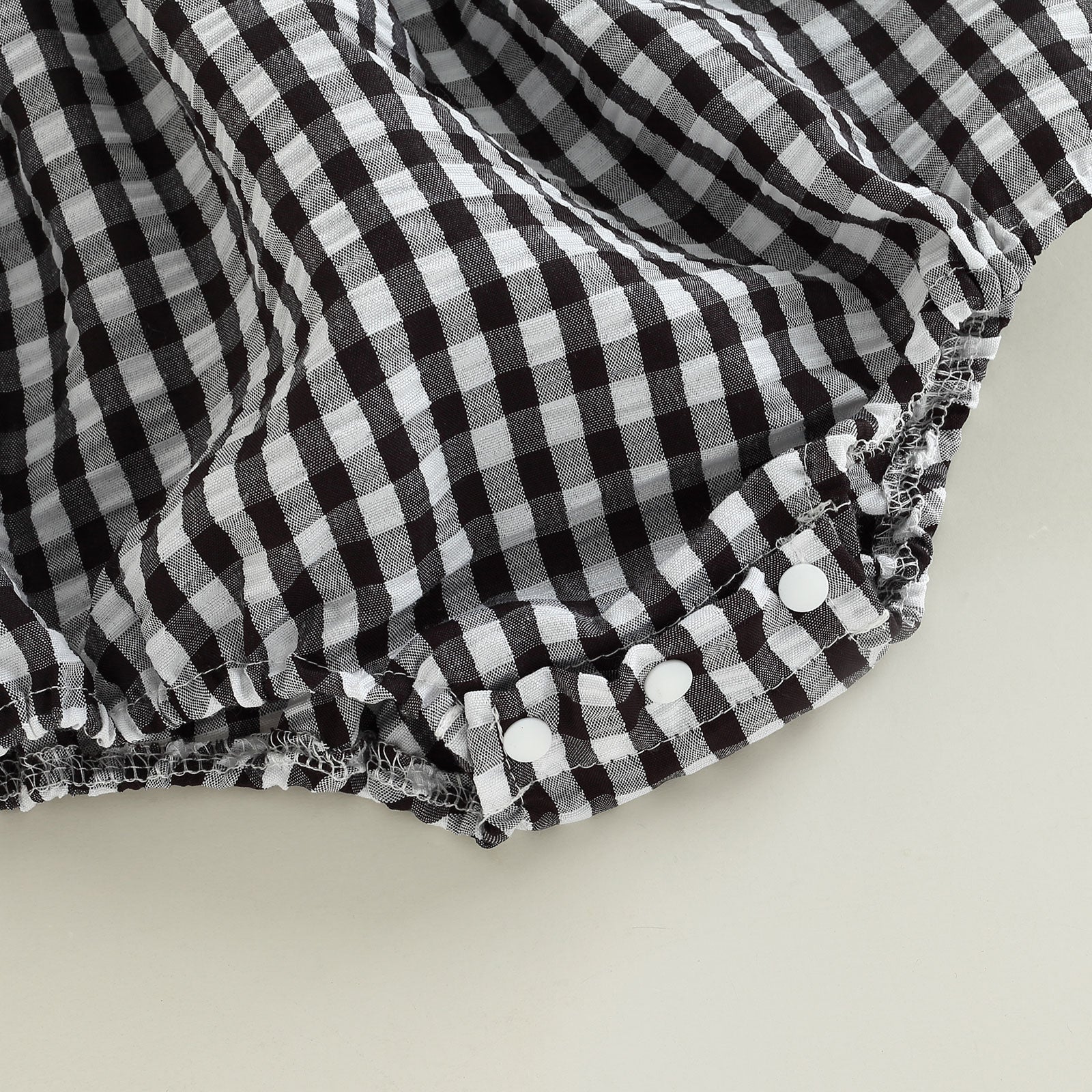 TILLY Checkered Ruffle Collar Romper with Headband