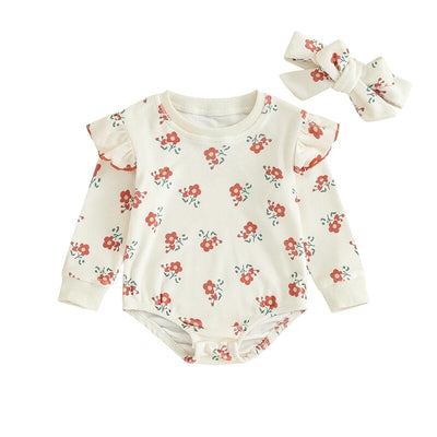 RED FLOWER Long-Sleeve Onesie