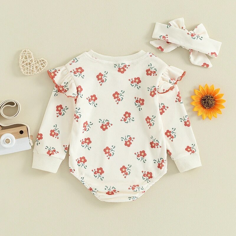 RED FLOWER Long-Sleeve Onesie
