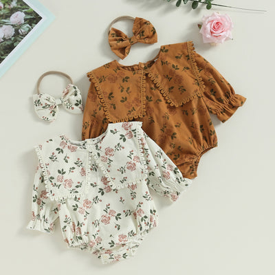 CHARLOTTE Floral Collar Romper with Headband