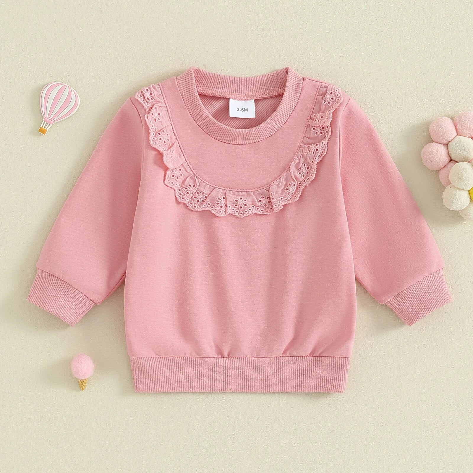 VIOLA Lace Ruffle Sweatshirt Hazel Bo