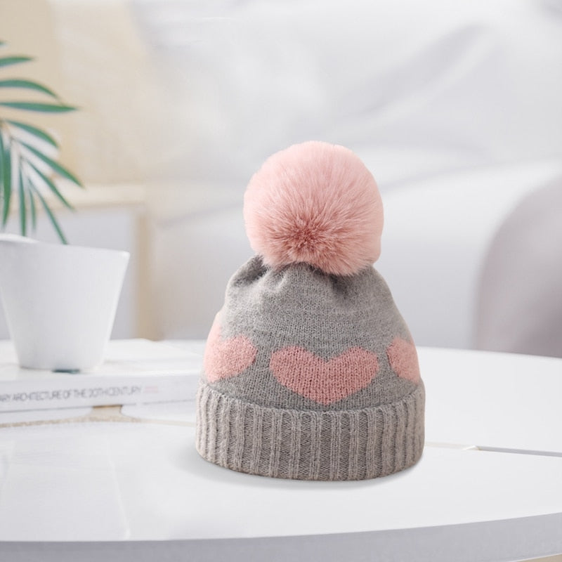 HEART Pompom Beanie