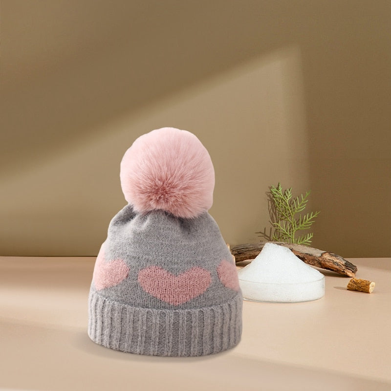 HEART Pompom Beanie