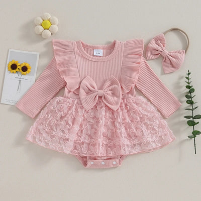 LINA Tulle Bowtie Dress Romper with Headband