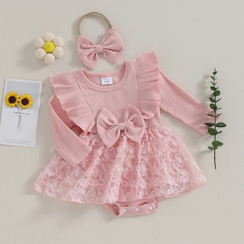 LINA Tulle Bowtie Dress Romper with Headband