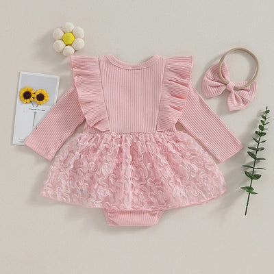 LINA Tulle Bowtie Dress Romper with Headband