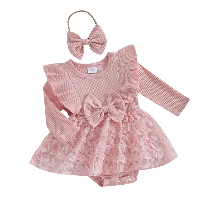 LINA Tulle Bowtie Dress Romper with Headband