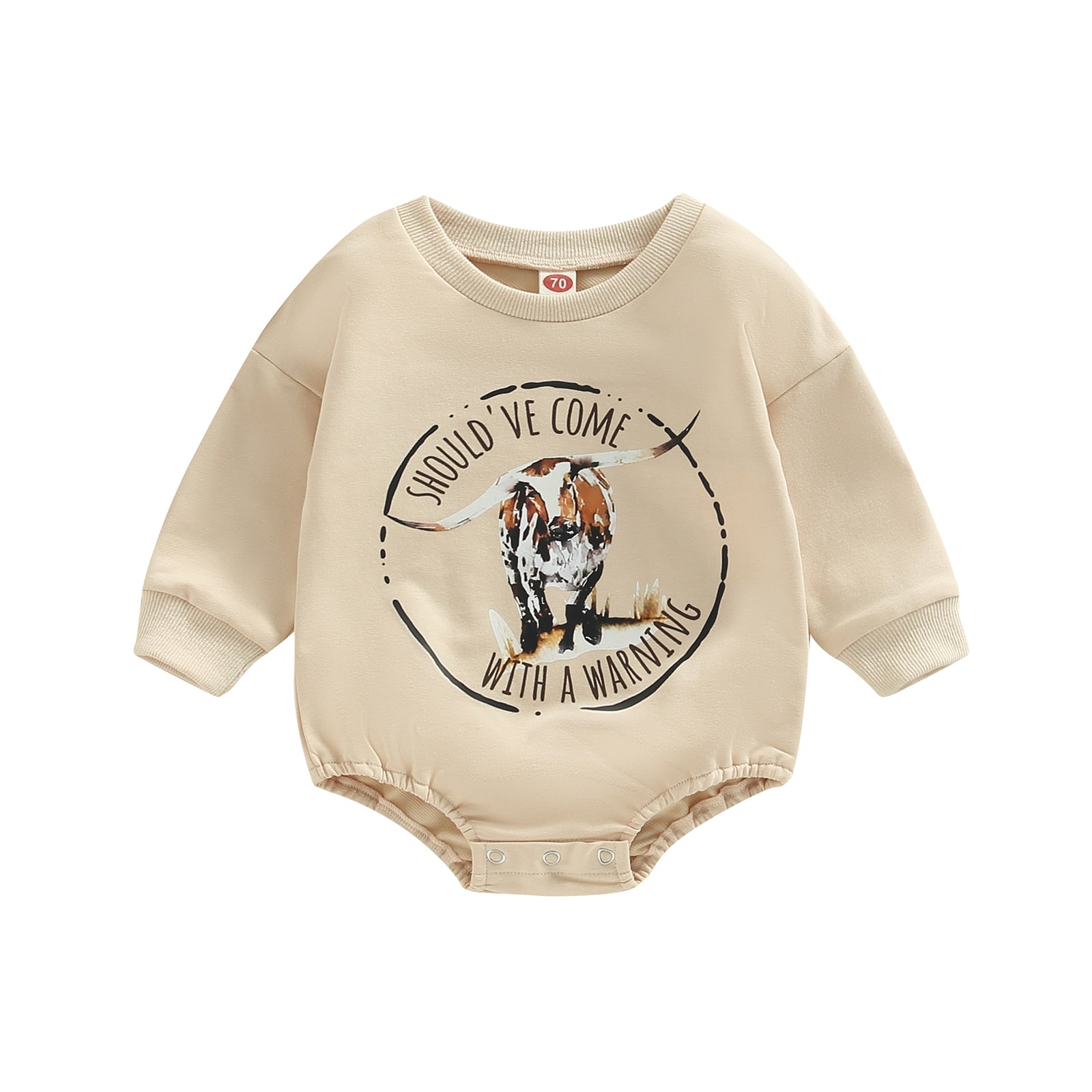 Long-sleeved jersey onesie with dinosaur print