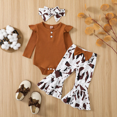 WILD GIRL Animal Print Bellbottom Outfit with Headband