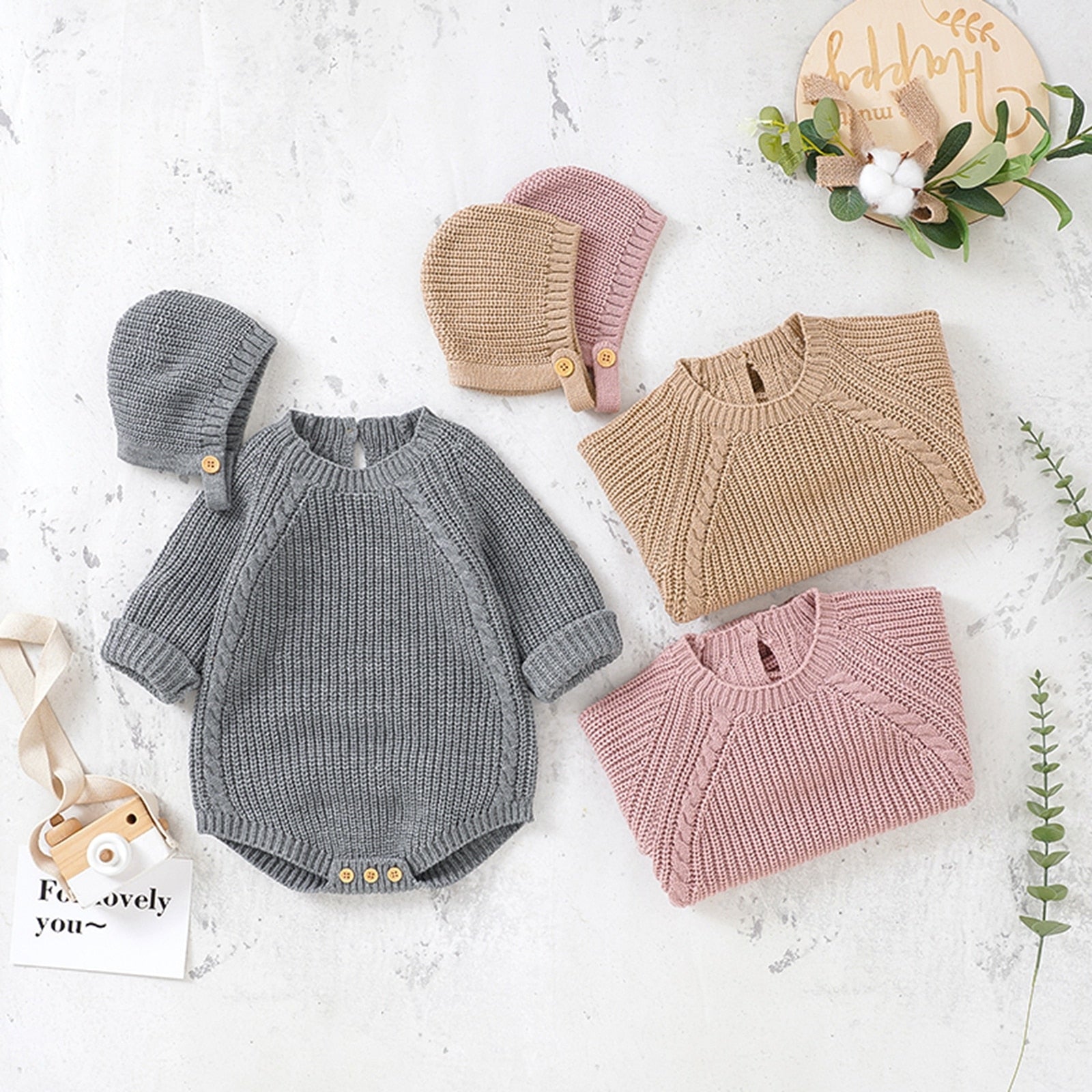 RYLEE Knitted Romper with Cap