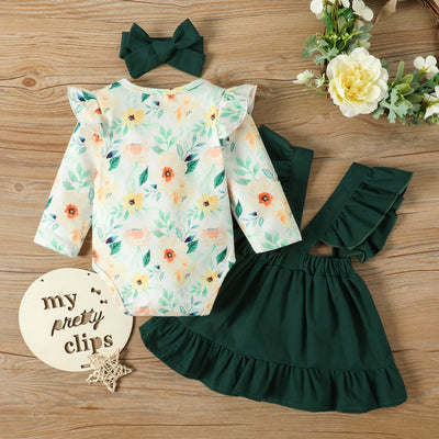 WILLA Floral Overall Skirt Outfit with Headband