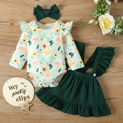 WILLA Floral Overall Skirt Outfit with Headband
