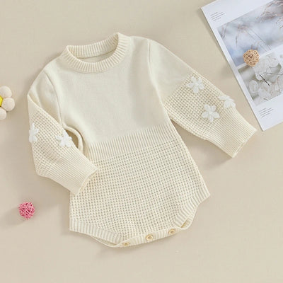FLOWERS Waffle Knitted Romper