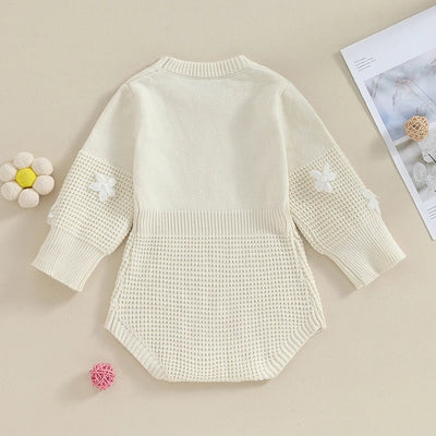 FLOWERS Waffle Knitted Romper