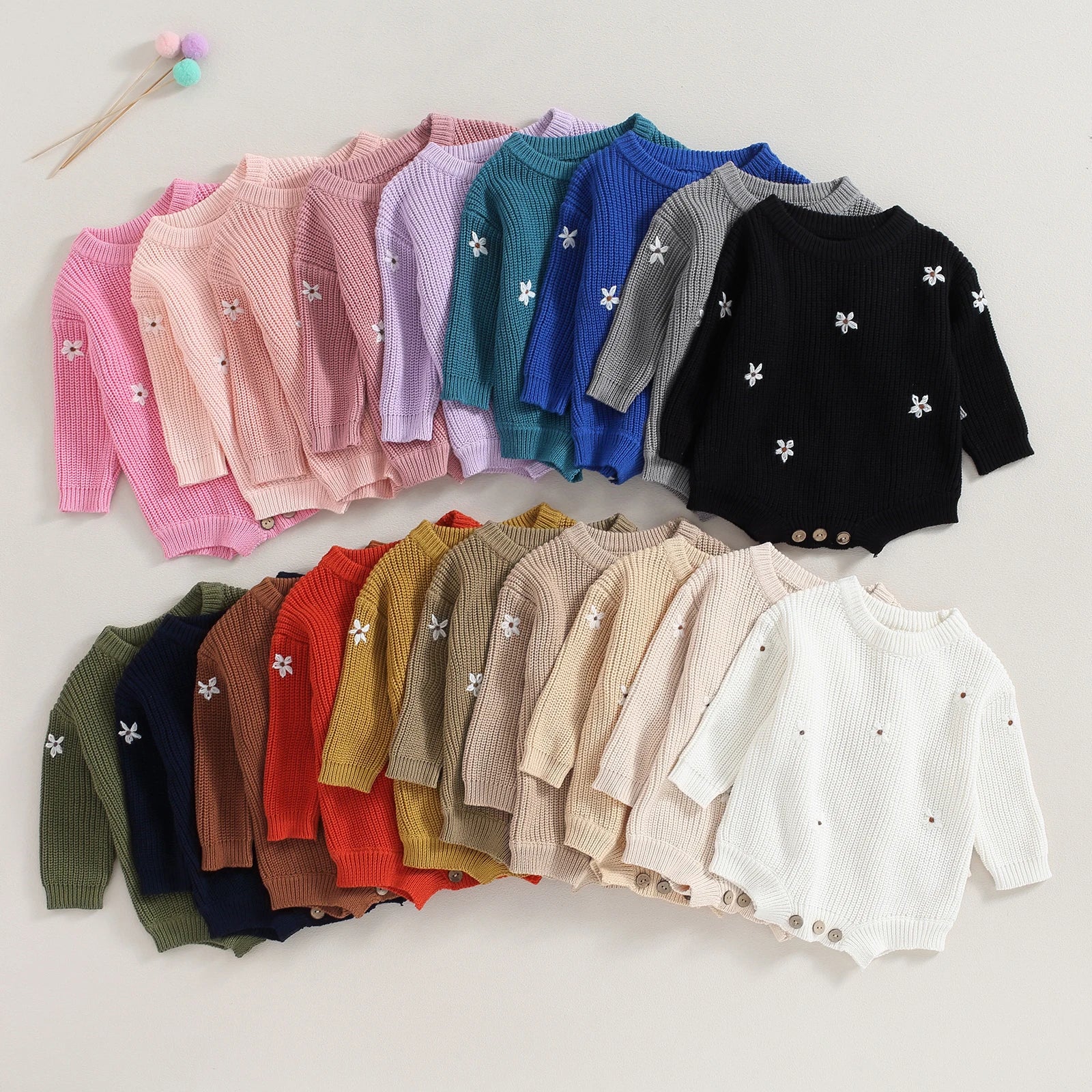 WHITE FLOWERS Knitted Romper