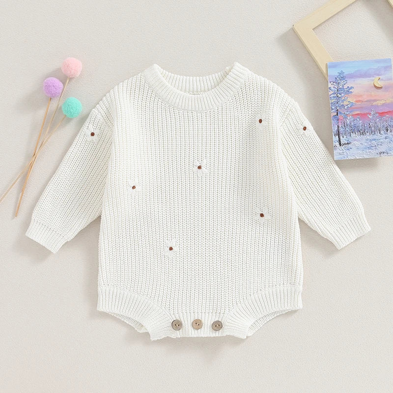 WHITE FLOWERS Knitted Romper