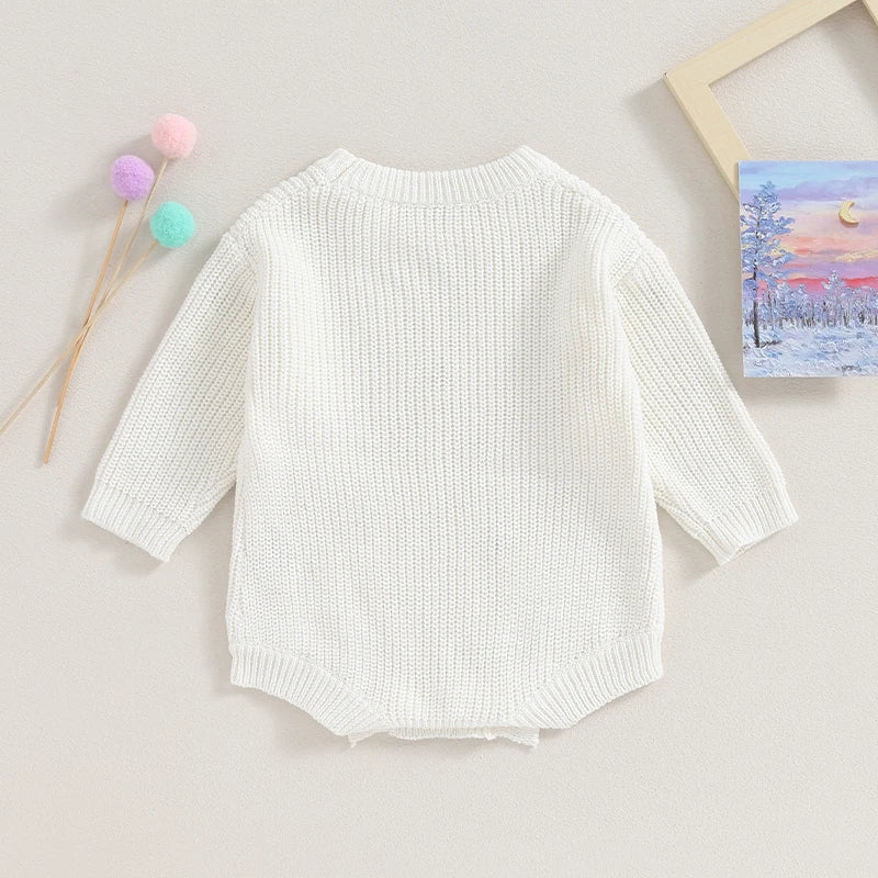 WHITE FLOWERS Knitted Romper