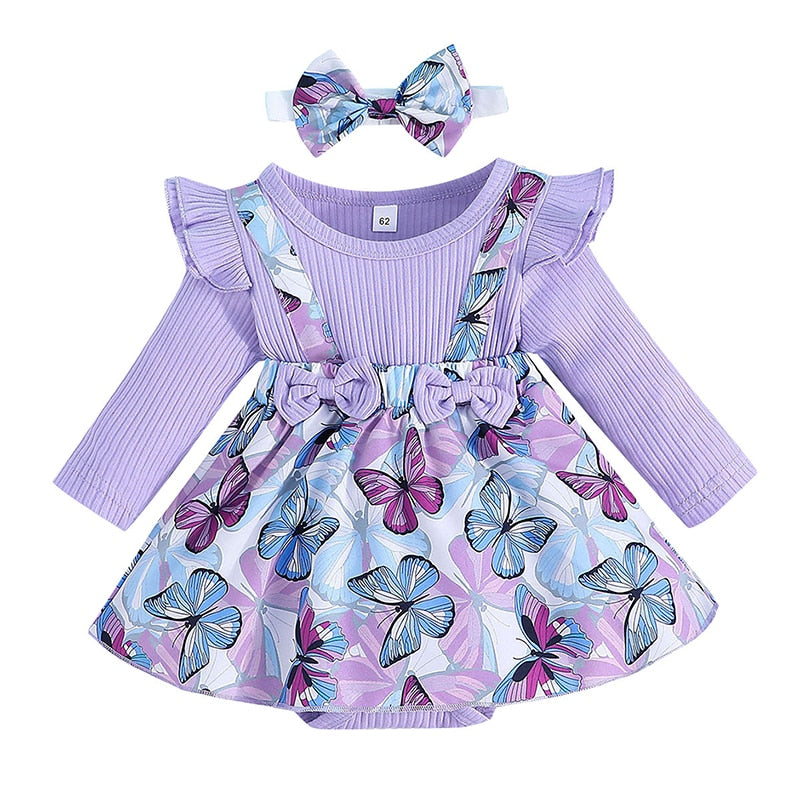 Hazel & Bo Butterfly Rainbow Tulle Romper Dress Rainbow / 3-6 Months