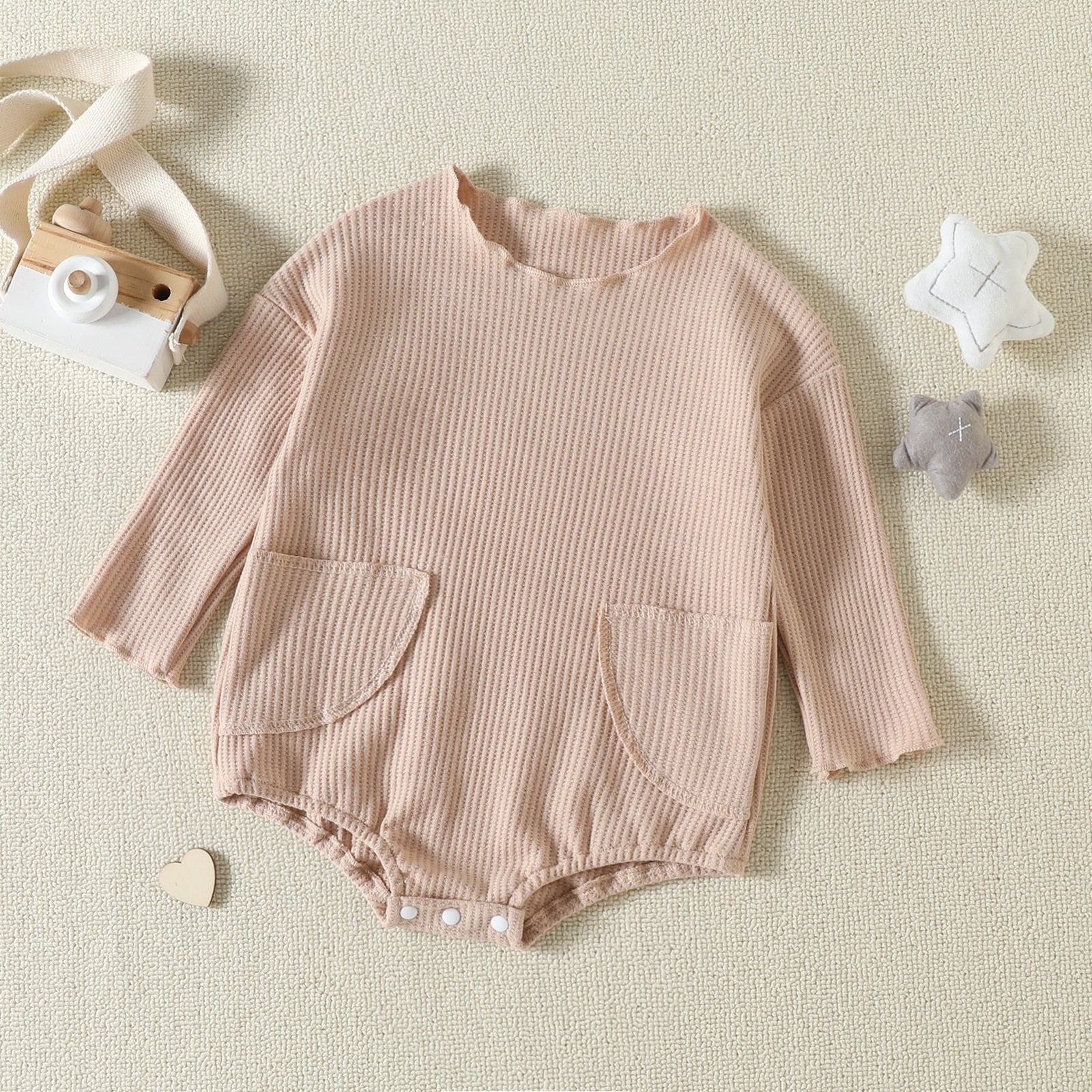 MAGGIE Waffle Knit Pocket Long-Sleeve