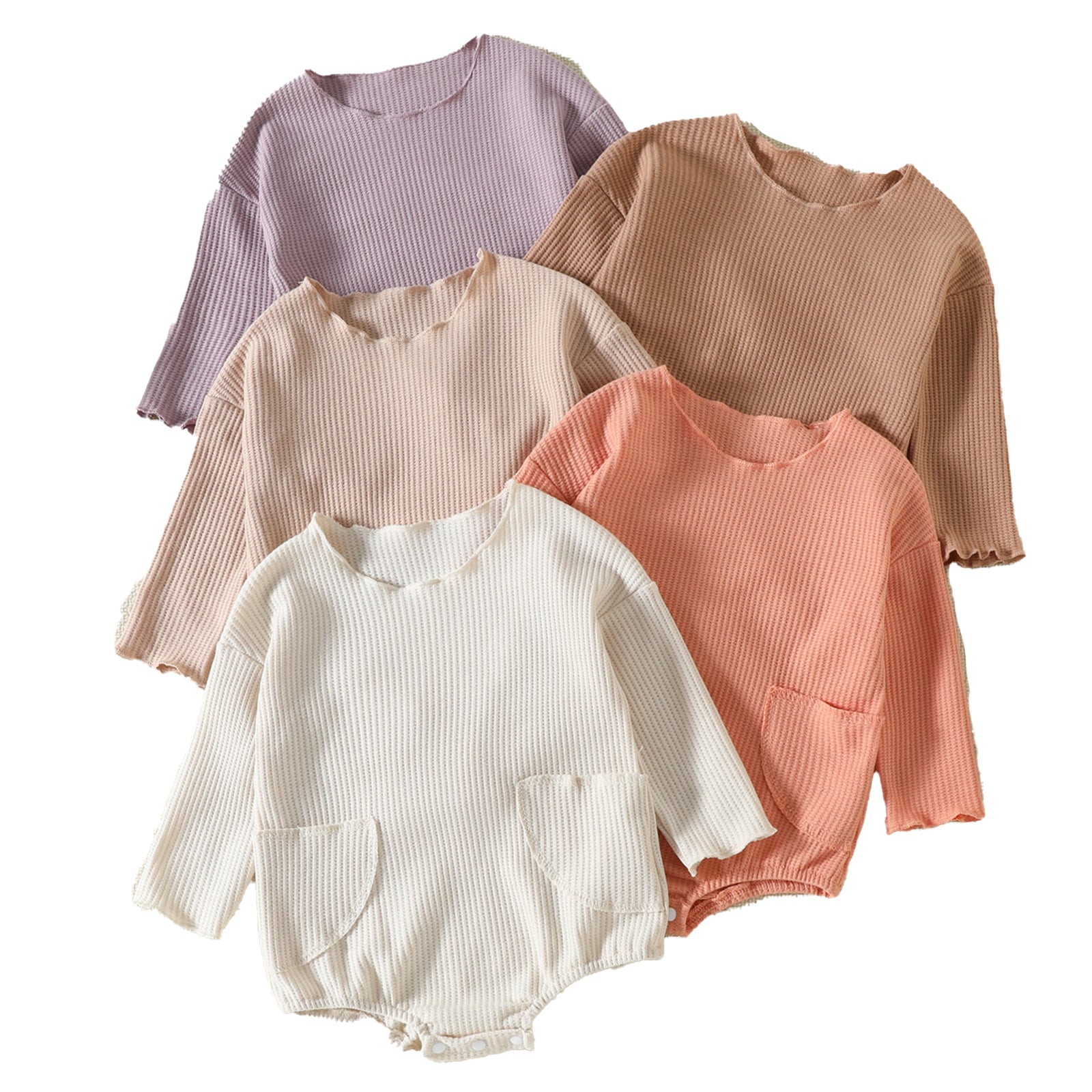 MAGGIE Waffle Knit Pocket Long-Sleeve