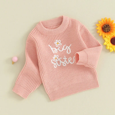 BIG SISTER Flower Knitted Sweater