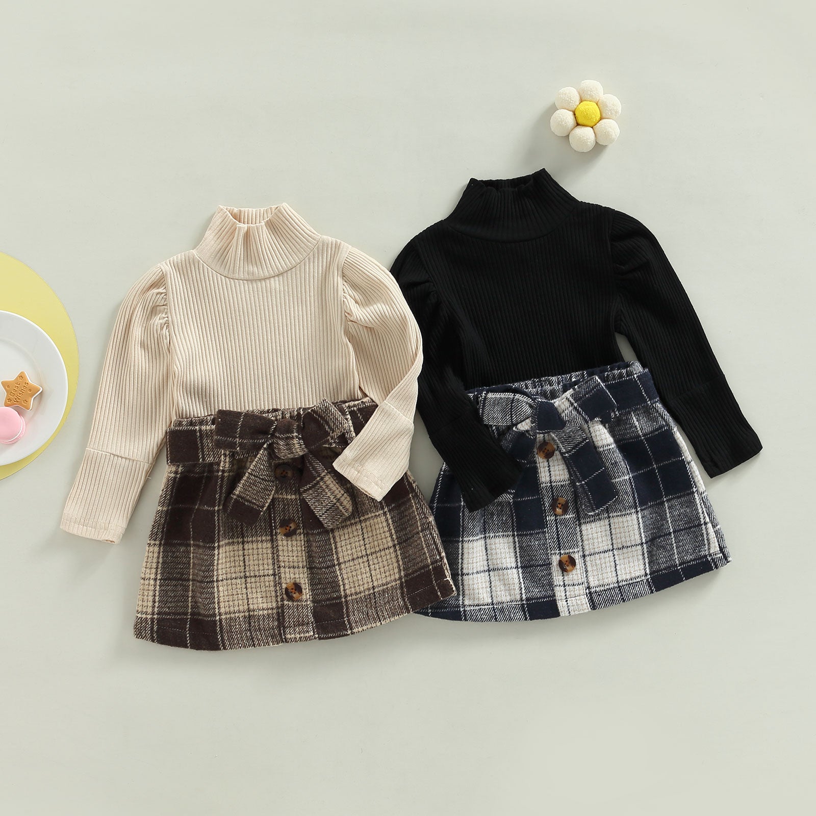  Toddler Baby Girl Skirt Outfit Long Sleeve Turtleneck