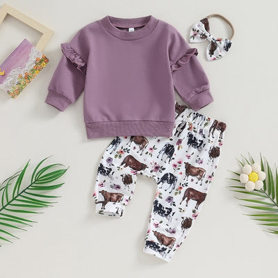 COW GIRL Ruffle Outfit with Headband