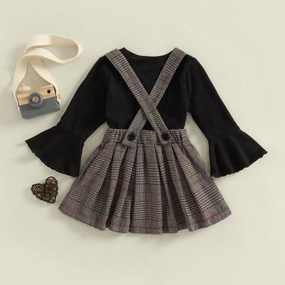 LUCILLE Big Bow Plaid Overall Dress