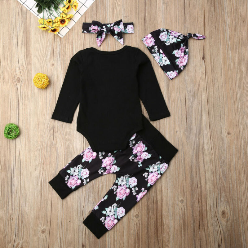 LITTLE SISTER Black Floral Outfit