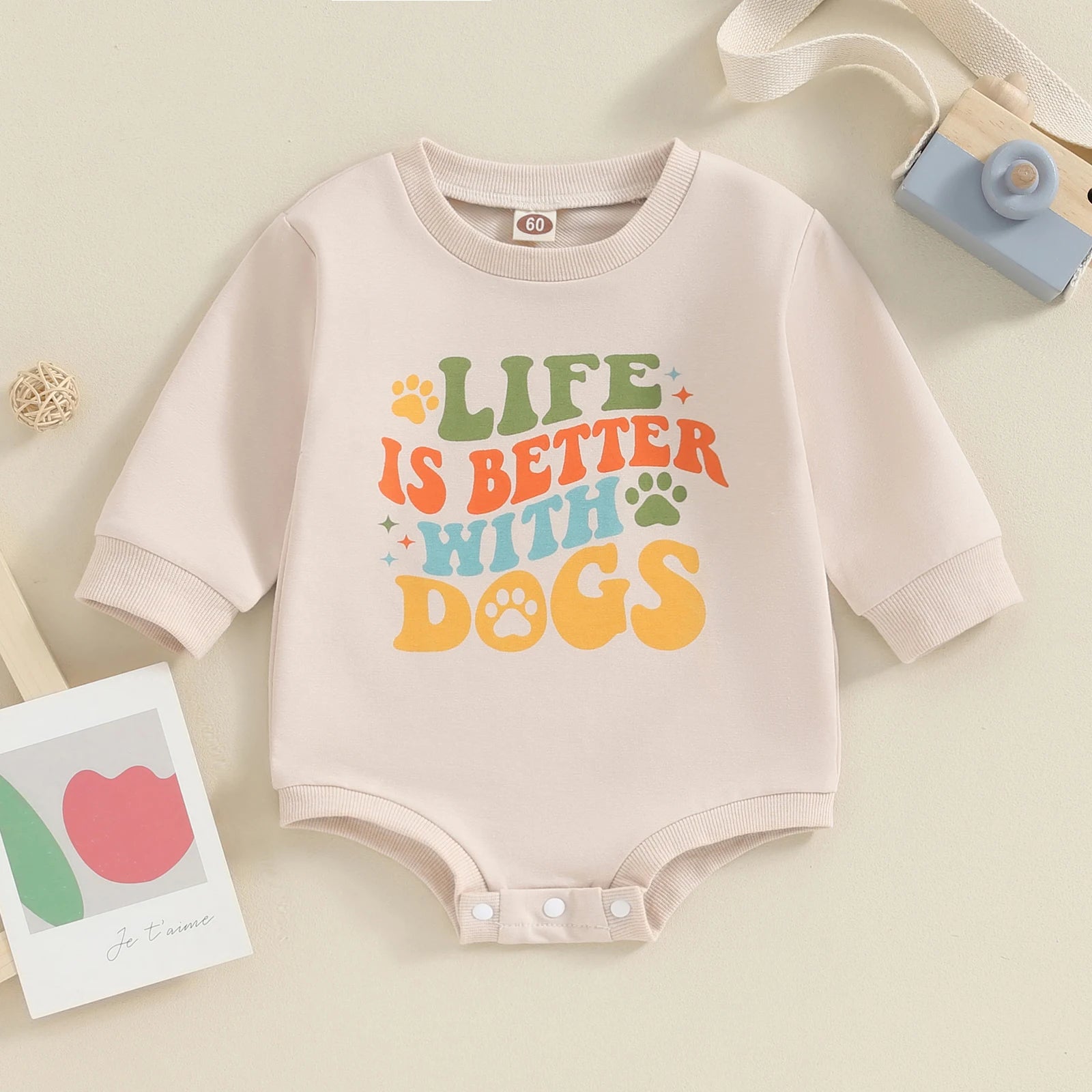 LIFE IS BETTER WITH DOGS Long-Sleeve Onesie