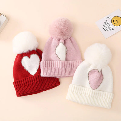 BIG HEART Pompom Beanie