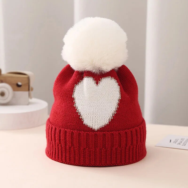 BIG HEART Pompom Beanie