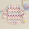 PASTEL RAINBOW Checkered Long-Sleeve Onesie